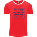 Fish Species Fishing Fisherman Shark Mens White Ringer T-Shirt Red/White