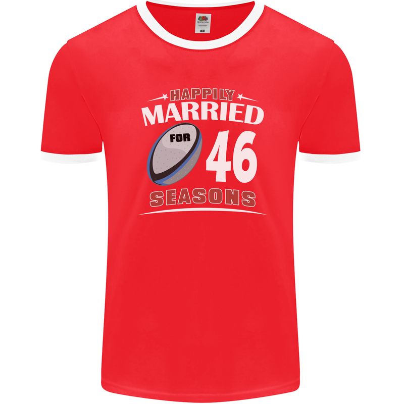 46 Year Wedding Anniversary 46th Rugby Mens Ringer T-Shirt FotL Red/White