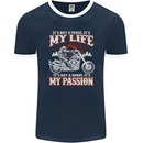 Motorbike It's My Passion Biker Motorcycle Mens Ringer T-Shirt FotL Navy Blue/White