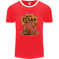 Heading to Vegan Town Funny Turkey Mens Ringer T-Shirt FotL Red/White