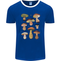 Mushroom Faces Foraging Mycology Mens Ringer T-Shirt FotL Royal Blue/White