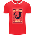 I Love My Pitbull & 3 People Funny Mens Ringer T-Shirt FotL Red/White