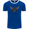 Ancient Egypt Winged Cats Eye of Horus Mens Ringer T-Shirt FotL Royal Blue/White