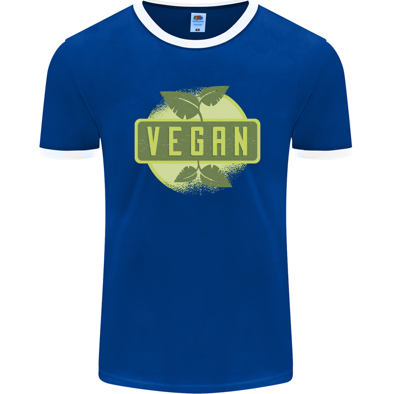 Vegan Mens Ringer T-Shirt FotL Royal Blue/White