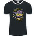 Mardi Gras Lets Party Mens Ringer T-Shirt FotL Black/White