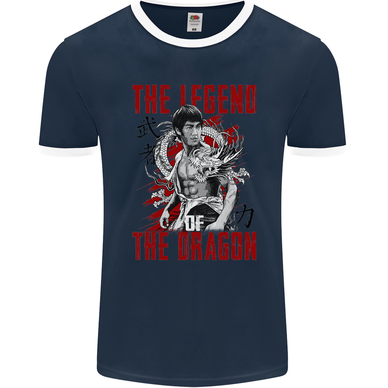 Legend of the Dragon MMA Martial Arts Movie Mens Ringer T-Shirt FotL Navy Blue/White