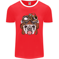 Steampunk Bulldog Mens Ringer T-Shirt FotL Red/White