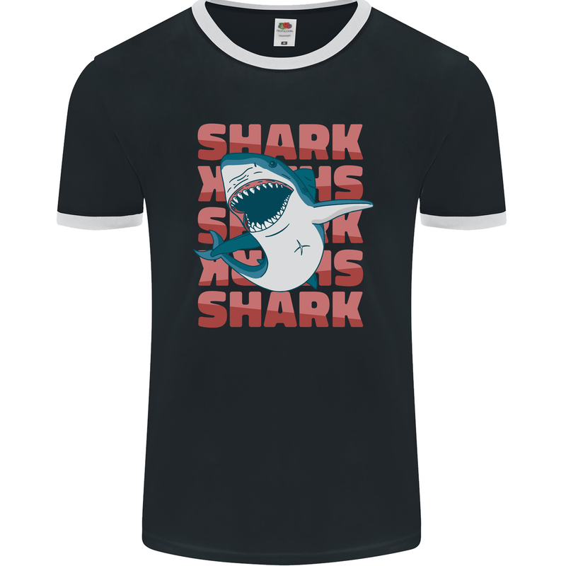 A Great White Shark Mens Ringer T-Shirt FotL Black/White