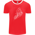 Motocross Rider Drawing Dirt Bike MotoX Mens Ringer T-Shirt FotL Red/White