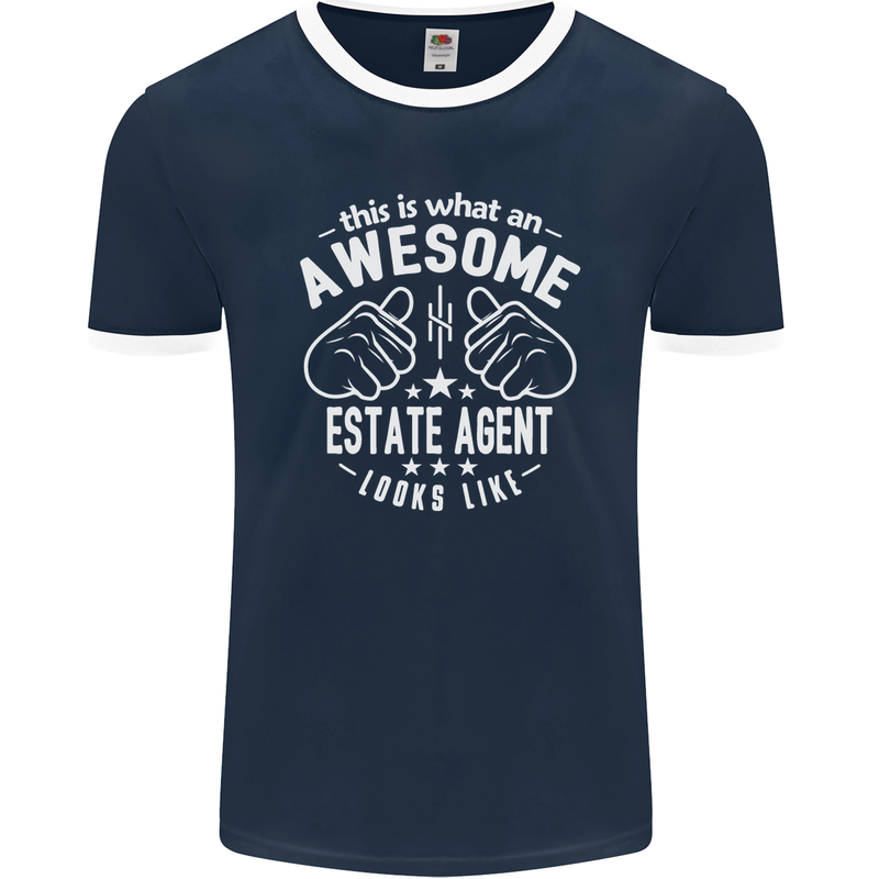 An Awesome Estate Agent Looks Like Mens Ringer T-Shirt FotL Navy Blue/White