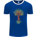 Yoga Tree Man Meditation Mens Ringer T-Shirt FotL Royal Blue/White