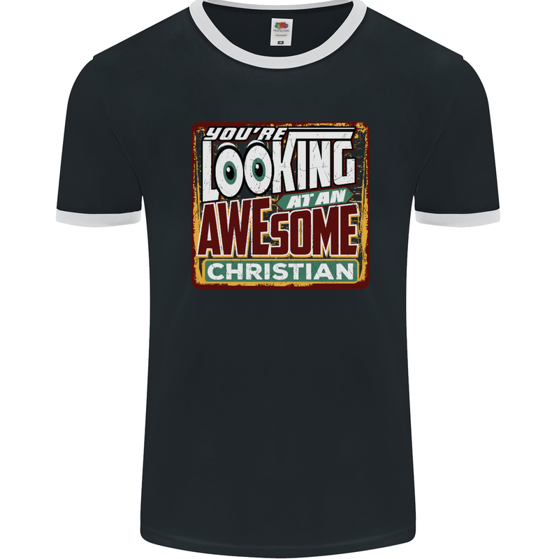 An Awesome Christian Christianity Mens Ringer T-Shirt FotL Black/White