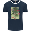 Weed Plant Cannabis Bud Drugs Marijuana Mens Ringer T-Shirt FotL Navy Blue/White