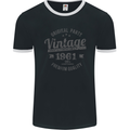 Vintage Year 62nd Birthday 1961 Mens Ringer T-Shirt FotL Black/White