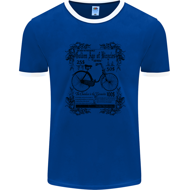 The Golden Age of Bicycles Cyclist Cycling Mens Ringer T-Shirt FotL Royal Blue/White