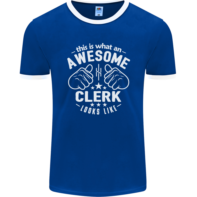 This Is What an Awesome Clerk Looks Like Mens Ringer T-Shirt FotL Royal Blue/White