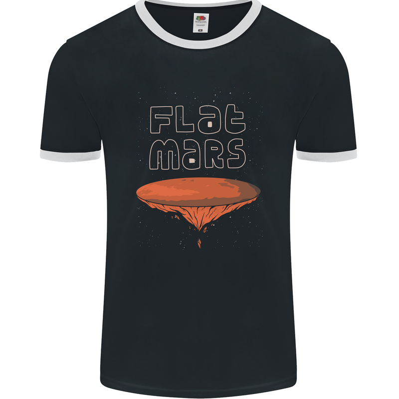 Flat Planet Mars Mens Ringer T-Shirt FotL Black/White