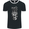 Pineapple Skull Surf Surfing Surfer Holiday Mens Ringer T-Shirt FotL Black/White