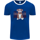 Pitbull I Will Find and Lick You Funny Mens Ringer T-Shirt FotL Royal Blue/White
