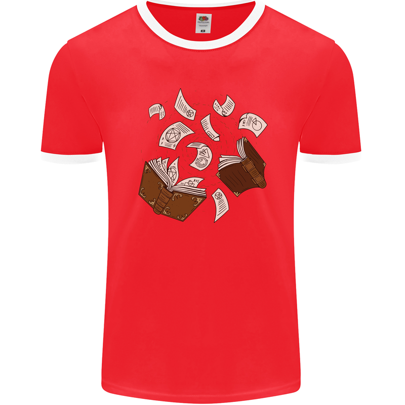 Spell Book Magic Magician Magical Mens Ringer T-Shirt FotL Red/White