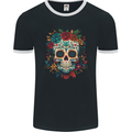 Sugar Skull DOTD Day of the Dead Mens Ringer T-Shirt FotL Black/White