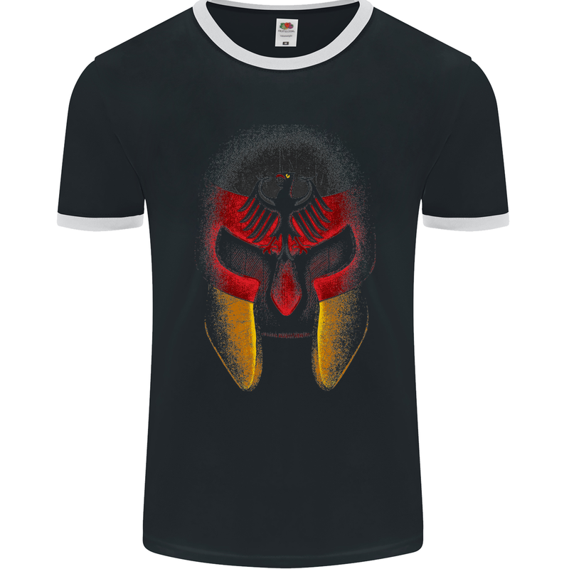 German Spartan Helmet Germany Gym MMA Mens Ringer T-Shirt FotL Black/White