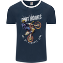 Motocross Dirt Roads Mens Ringer T-Shirt FotL Navy Blue/White