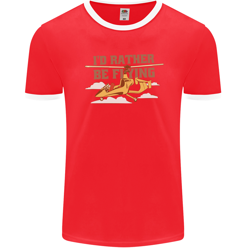 Gyrocopter Rather Be Flying Mens Ringer T-Shirt FotL Red/White