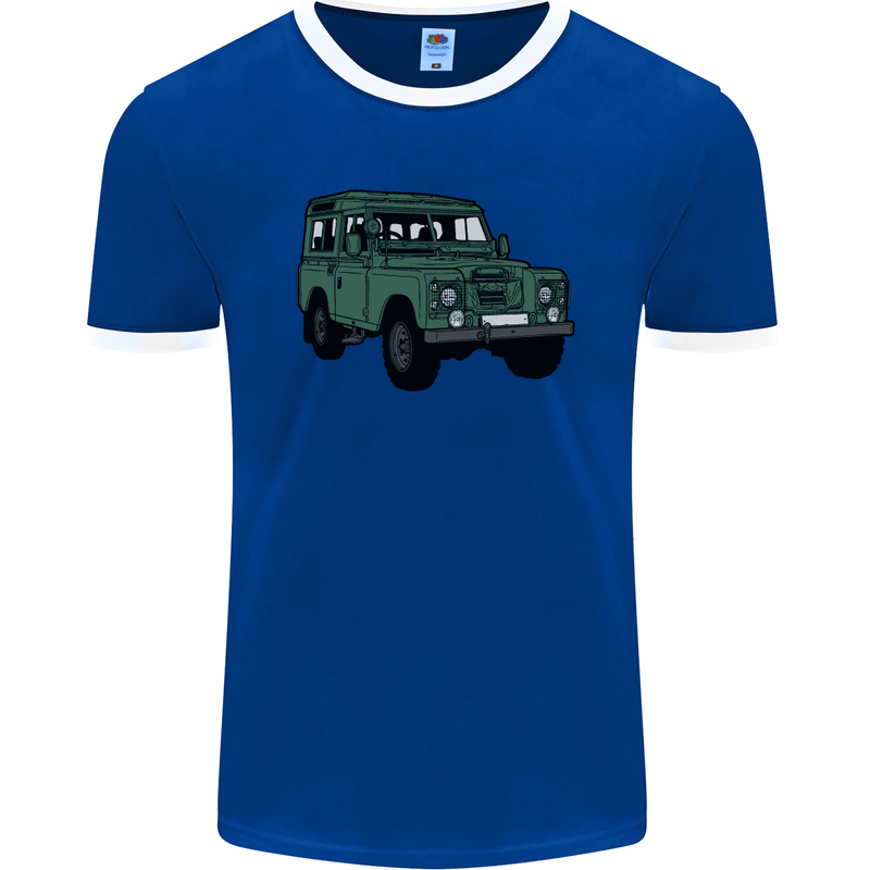 4X4 Off Road Roading 4 Wheel Drive Mens Ringer T-Shirt FotL Royal Blue/White