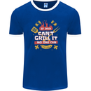 Funny BBQ If Dad Cant Grill It No One Can Mens Ringer T-Shirt FotL Royal Blue/White