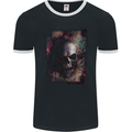 Artistic Skull Gothic Goth Mens Ringer T-Shirt FotL Black/White