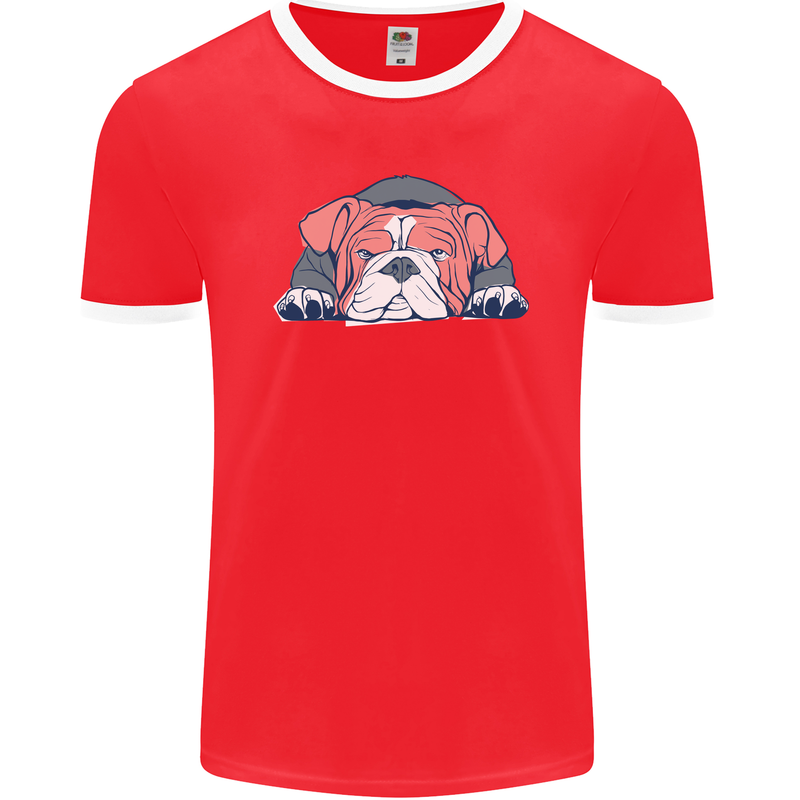 Dogs English Bulldog Mens Ringer T-Shirt FotL Red/White