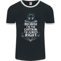 Sailing Captain Narrow Boat Barge Sailor Mens Ringer T-Shirt FotL Black/White