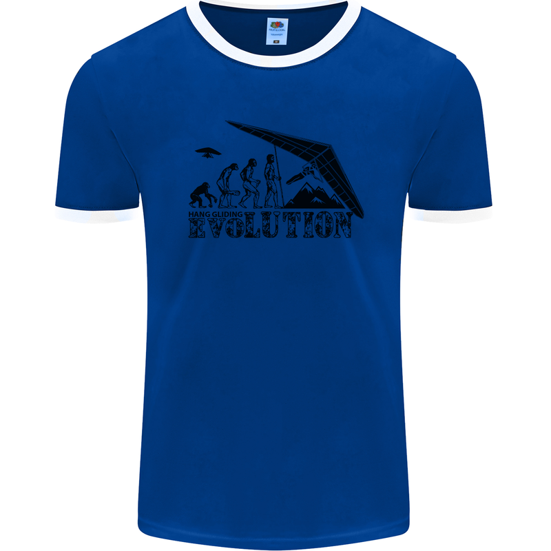 Hang Gliding Evolution Funny Hang Glider Mens Ringer T-Shirt FotL Royal Blue/White