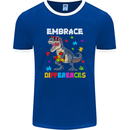 Autism T-Rex Embrace Differences Autistic Mens Ringer T-Shirt FotL Royal Blue/White