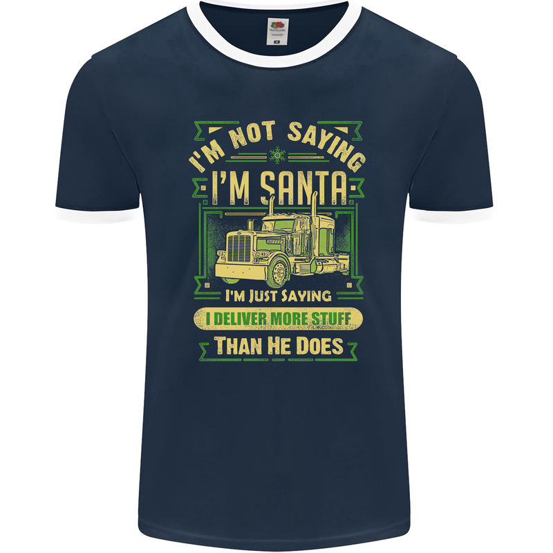 Not Santa Delivery Driver Christmas Funny Mens Ringer T-Shirt FotL Navy Blue/White