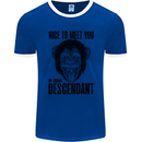 Chimp Evolved Dessendant Funny Monkey Ape Mens Ringer T-Shirt FotL Royal Blue/White