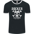 The Rocker Rock n Roll Music Skull Mens Ringer T-Shirt FotL Black/White