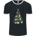 Cat Christmas Tree Mens Ringer T-Shirt FotL Black/White