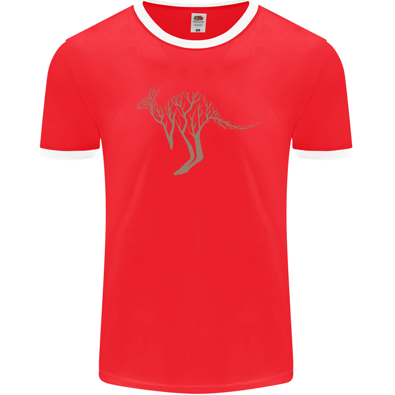 Kangaroo Ecology Mens Ringer T-Shirt FotL Red/White