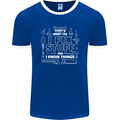 I Fix Stuff Funny Plumber Electrician Mechanic Mens Ringer T-Shirt FotL Royal Blue/White