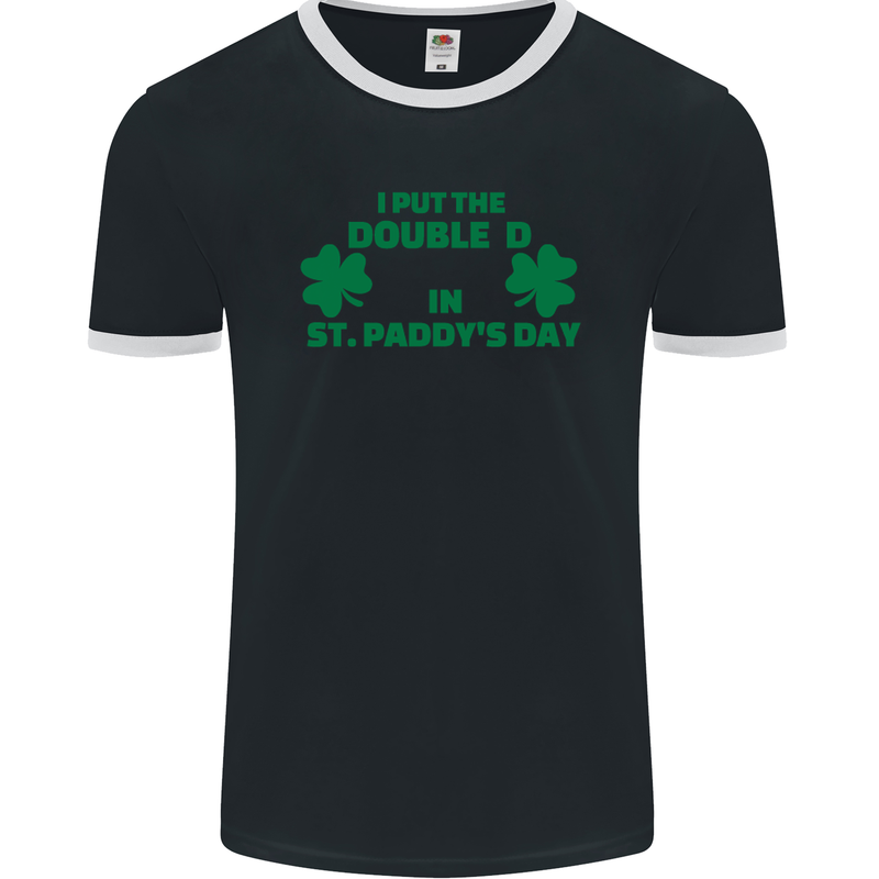 I Put the DD in St. Paddy's Day Funny Boobs Mens Ringer T-Shirt FotL Black/White