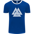 Viking Valknut Symbol  Norse Mythology Thor Mens Ringer T-Shirt FotL Royal Blue/White