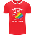 LGBT Rainbow Sheep Funny Gay Pride Day Mens Ringer T-Shirt FotL Red/White