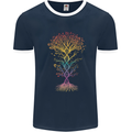 Colourful DNA Tree Biology Science Mens Ringer T-Shirt FotL Navy Blue/White