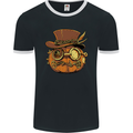 Steampunk Pumpkin Halloween Mens Ringer T-Shirt FotL Black/White