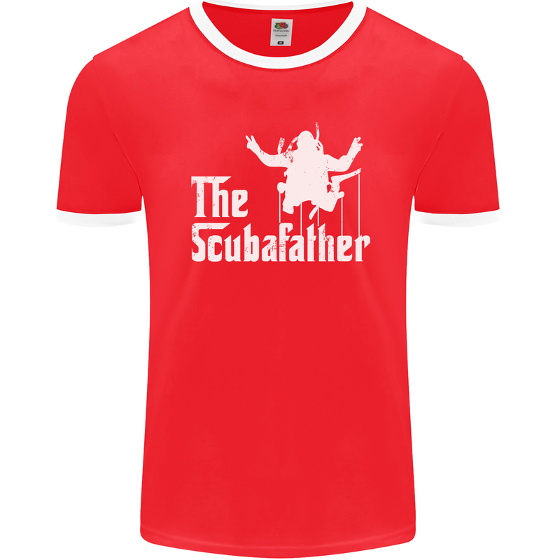 The Scuba Father Day Funny Diving Diver Mens Ringer T-Shirt FotL Red/White