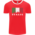 Italy Skyline Italian Flag Mens Ringer T-Shirt FotL Red/White