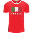 Italy Skyline Italian Flag Mens Ringer T-Shirt FotL Red/White