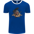 Libertad Skull Freedom Pirate Crow Raven Mens Ringer T-Shirt FotL Royal Blue/White